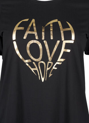 Zizzi FLASH – kuviollinen t-paita, Black Gold Faith, Packshot image number 2