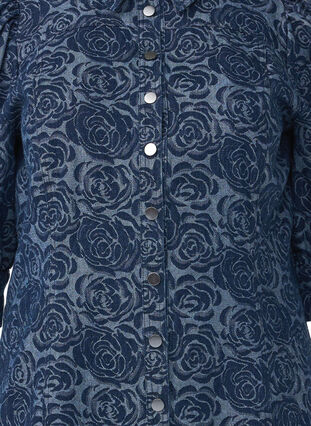 Zizzi Lyhyt farkkupaitamekko ruusukuviolla, Denim Rose AOP, Packshot image number 2