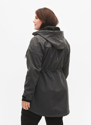 Zizzi Softshell takki irroitettavalla hupulla, Dark Grey Melange, Model image number 1