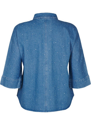 Zizzi Farkkupaita tekojalokivillä ja 3/4-pituisilla hihoilla, Bl. Denim Rhinestone, Packshot image number 1