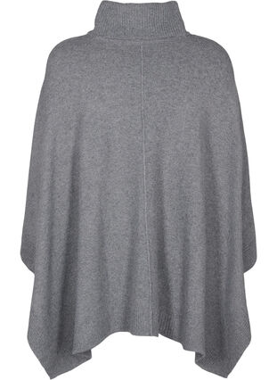 Zizzi Poncho korkealla kauluksella, Medium Grey Melange, Packshot image number 1