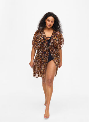 Zizzi Painokuvioitu rantakimono, Leopard, Model image number 3