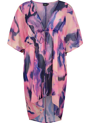 Zizzi Painokuvioitu rantakimono, Purple Swirl, Packshot image number 0