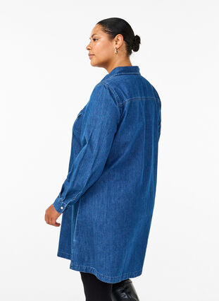 Zizzi Farkkumekko napeilla, Medium Blue Denim, Model image number 1