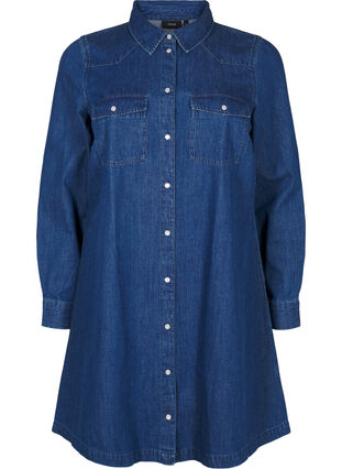 Zizzi Farkkumekko napeilla, Medium Blue Denim, Packshot image number 0