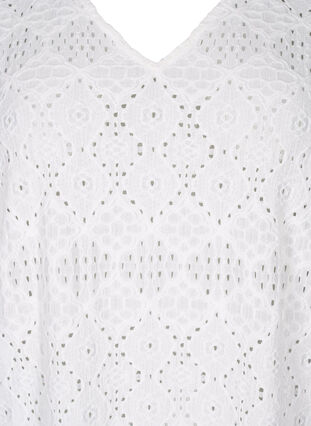 Zizzi Lyhyt mekko v-kaula-aukolla ja reikäkuviolla, Bright White, Packshot image number 2
