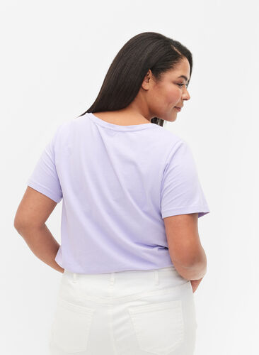 Zizzi Yksivärinen perus t-paita puuvillasta, Lavender, Model image number 1