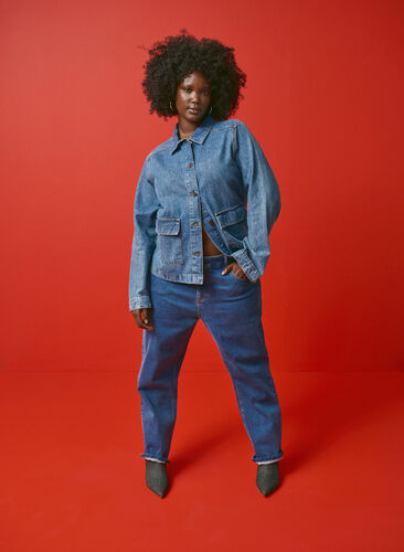 Zizzi Farkkupaitatakki taskuilla, Blue Denim, Image image number 0