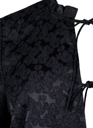 Zizzi Lyhythihainen jacquard-pusero, jossa on nauhat, Black, Packshot image number 2