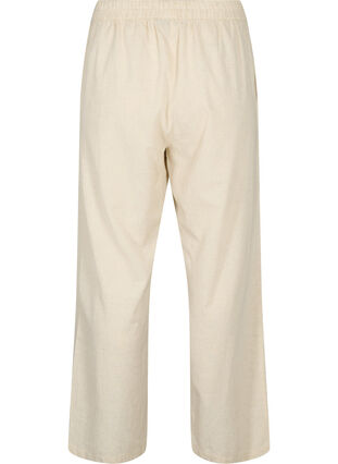 Zizzi Korkeavyötäröiset housut puuvillasta ja pellavasta, Whitecap Gray, Packshot image number 1