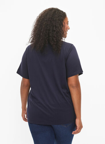 Zizzi FLASH – kuviollinen t-paita, Navy Bl Rose Gold, Model image number 1