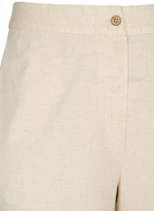 Zizzi Korkeavyötäröiset housut puuvillasta ja pellavasta, Whitecap Gray, Packshot image number 2