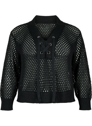 Zizzi kuviollinen pullover, Black, Packshot image number 0
