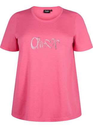 Zizzi FLASH – kuviollinen t-paita, Hot Pink Amour, Packshot image number 0