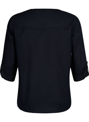 Zizzi Puuvillainen paitapusero v-aukolla, Black, Packshot image number 1