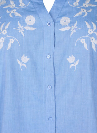 Zizzi Puuvillainen paitapusero kirjailluilla kukilla, Vista Bl. W. White, Packshot image number 2
