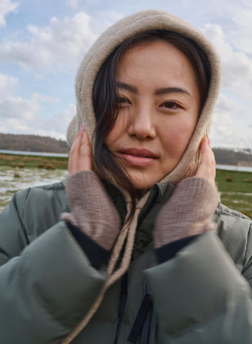 Neulottu balaclava, jossa on kiristysnauhat, Silver Mink, Image