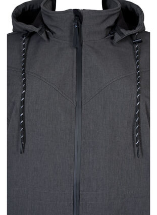 Zizzi Softshell takki irroitettavalla hupulla, Dark Grey Melange, Packshot image number 2