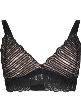 Zizzi Bralette-rintaliivit, joissa on pitsiä ja pehmeä toppaus, Black, Packshot image number 0