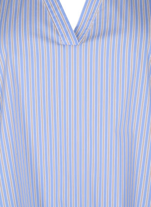 Zizzi Raidallinen pusero, jossa on peplum ja röyhelöitä, Blue Stripe, Packshot image number 2