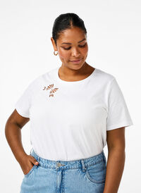 Rusettikoristeinen T-paita luomupuuvillasta, Bright White, Model