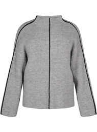 Neulepusero villalla ja kontrastiraidoilla, Medium Grey Melange