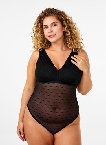 Zizzi Body pistemäisellä verkkokankaalla ja irrotettavilla toppauksilla, Black, Model image number 0