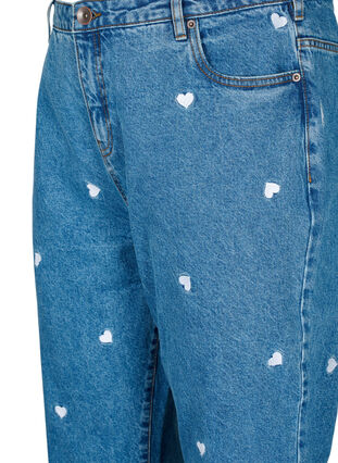 Zizzi Mille mom fit -farkut, joissa on kirjonta, Light Blue Heart, Packshot image number 2