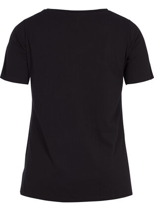 Zizzi Yksivärinen puuvillainen T-paita, Black, Packshot image number 1