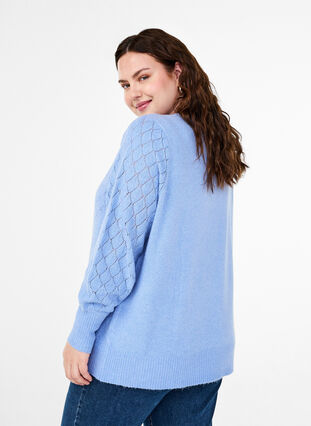 Zizzi Neulepusero pitsikuviolla, Cornflower Blue Mel., Model image number 1