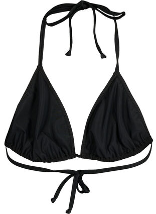 Zizzi Kreppikuosiset kolmiomalliset bikinirintaliivit, Black, Packshot image number 1