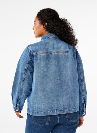 Zizzi Farkkupaitatakki taskuilla, Blue Denim, Model image number 1