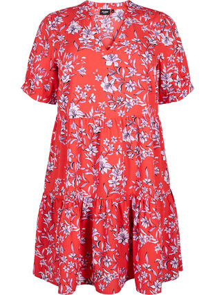 Zizzi FLASH – A-linjainen mekko painatuksella, Poinsettia Flower, Packshot image number 0