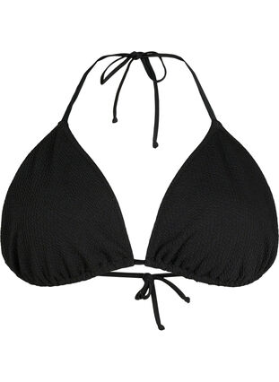 Zizzi Kreppikuosiset kolmiomalliset bikinirintaliivit, Black, Packshot image number 0