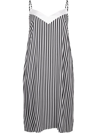 Zizzi FLASH - Raidallinen nauhaolkainmekko viskoosista, Black White Stripe, Packshot image number 0