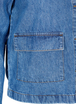 Zizzi Farkkupaitatakki taskuilla, Blue Denim, Packshot image number 3