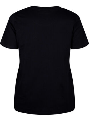Zizzi Puuvillainen T-paita rusetilla, Black W. White, Packshot image number 1