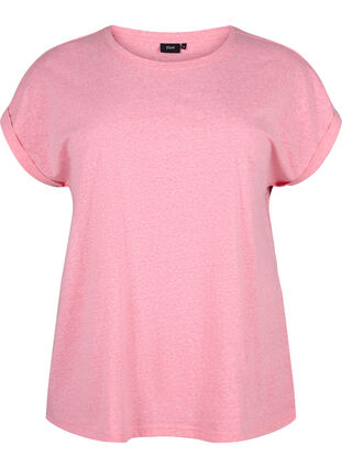 Zizzi Meleerattu t-paita lyhyillä hihoilla, Strawberry Pink Mel., Packshot image number 0