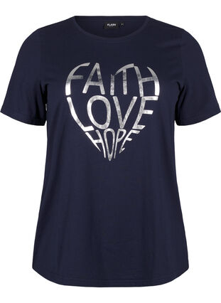 Zizzi FLASH – kuviollinen t-paita, Navy B. Silver Faith, Packshot image number 0