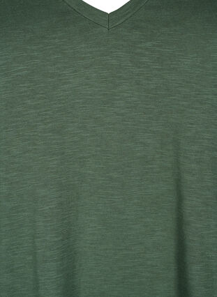 Zizzi Lyhythihainen perus t-paita v-pääntiellä, Thyme, Packshot image number 2