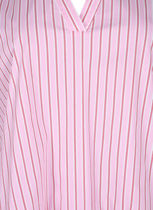 Zizzi Raidallinen pusero, jossa on peplum ja röyhelöitä, Pink Red Stripe, Packshot image number 2