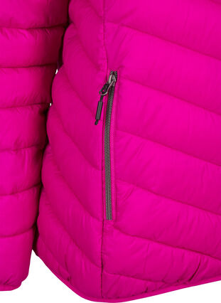 Zizzi Kevyt takki hupulla, Fuchsia Red, Packshot image number 3