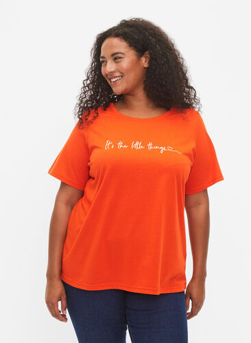 Zizzi FLASH – kuviollinen t-paita, Orange.com, Model image number 0