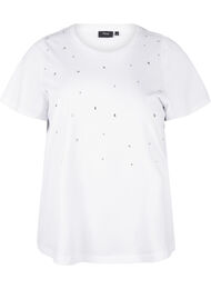 Puuvillainen T-paita tekojalokivillä, Bright White