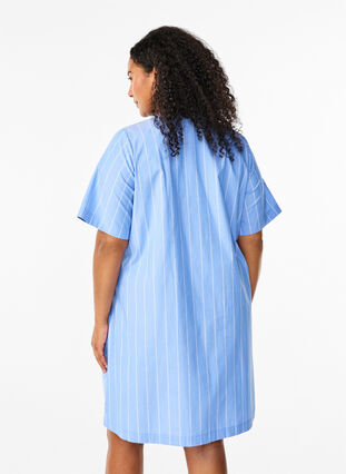 Zizzi Raidallinen mekko luomupuuvillaa, Blue Stripe, Model image number 1
