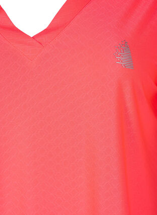 Zizzi Treeni-t-paita, jossa on v-pääntie ja kuviointi, Fyring Coral ASS, Packshot image number 2