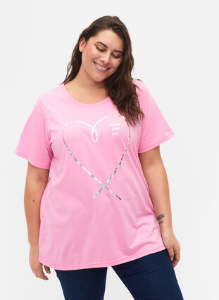 Zizzi FLASH - T-paita kuvalla, Begonia Pink, Model image number 0