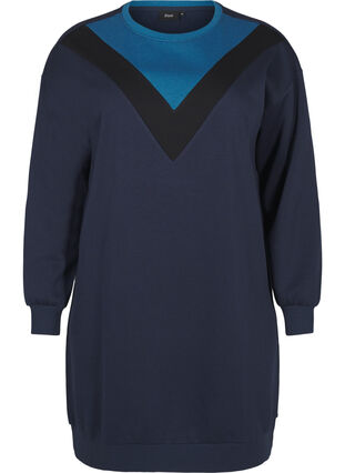 Zizzi Pitkä collegepaita colourblock-kuviolla, Navy B. Color Block, Packshot image number 0