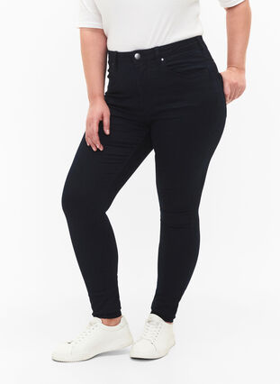 Zizzi Super slim Amy-farkut korkealla vyötäröllä, Unwashed, Model image number 2