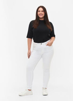 Zizzi Super slim Amy-farkut korkealla vyötäröllä, White, Model image number 0